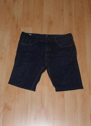 Тёмно синие джинсовые шорты hugo boss streight jeans polo ck original m-l-xl w34-36 levis