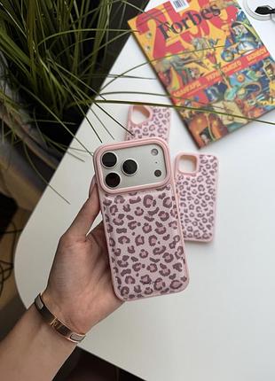 Чехол iphone pink leather camo v1 16 pro max