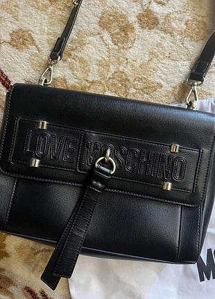 Сумка москино love moschino чорна черная на плече на плечо