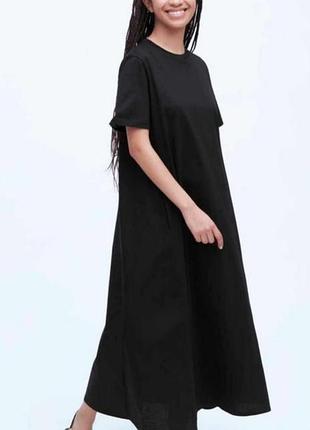 Серое длинное платье uniqlo ткань как футболка