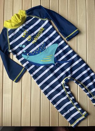 Сонцезахисний комбінезон для плавання mothercare на хлопчика 9-12 міс (до 80 см) upf 40+