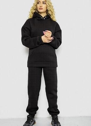 Жіночий oversize-комплект з флісу для спорту з капюшоном 56-58, чорний