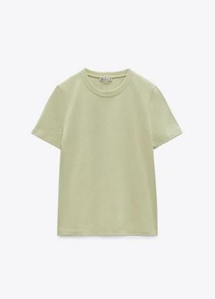 Распродажа ❗ фисташковая однотонная футболка zara s