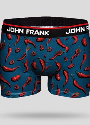 Чоловічі труси боксери з прикольним принтом чорні турецькі бавовна john frank індиго з перцями jfbd246 xl