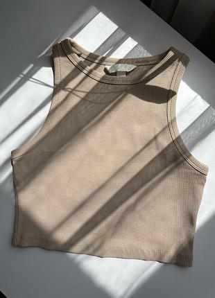 Топ бежевий в рубчик h&m