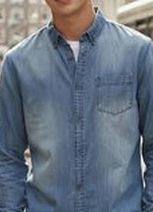 Сорочка джинсова чоловіча xl розмір 50 з довгим рукавом воріт 44 denim