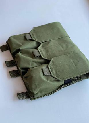 Підсумок потрійний для магазинів ак закритий з molle на кнопках(олива)
