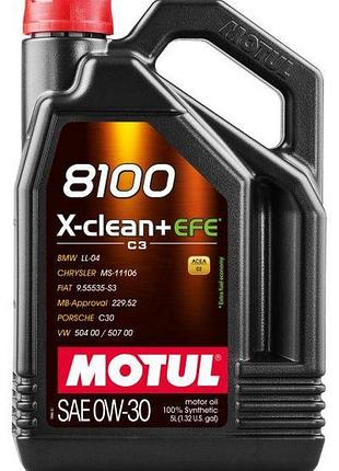 Масло моторне motul 8100 x-clean+ efe 0w30 5l, 111678