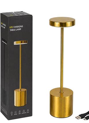 Акумуляторна настільна led-лампа із сенсорним керуванням 34 см gold