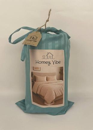 Простирадло на резинці homey vibe страйп-сатин 180х200 turkuaz