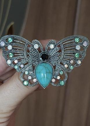 Нежная брошь 🦋 бабочка, тельце бирюза