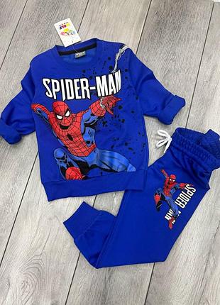 Детский спортивный костюм spider-man, человек-паук для мальчика (свитшот и брюки) 98-104 синий