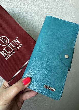 Кожаный картхолдер кошелек butun бирюзового цвета