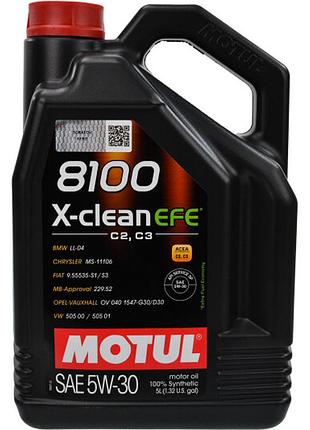 Масло моторное motul 8100 x-clean efe 5w30 5l, 814051