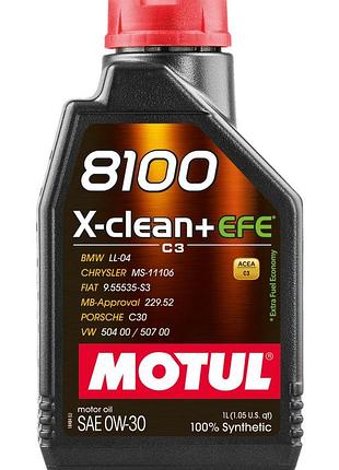 Масло моторне motul 8100 x-clean+ efe 0w30 1l, 111657