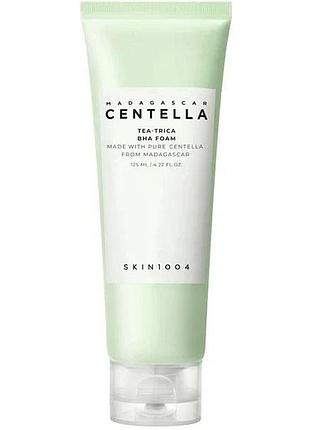Пінка для вмивання skin1004 madagascar centella tea-trica bha foam об'ємом 125 мл, призначена для проблемної шкіри
