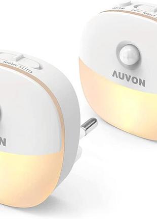 Ночник auvon с датчиком движения и сумерек – детский led-ночник, теплый белый свет, регулируемая яркость 2 шт.