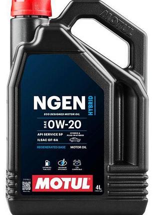 Масло моторное motul ngen hybrid sae 0w20 4l, 111902