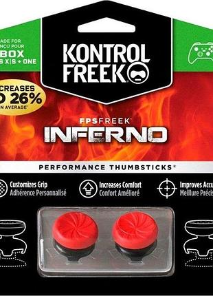 Накладки на стики kontrolfreek fps freek inferno updated для xbox series x|s / xbox one, high-rise + mid-rise, красные, 2 шт.