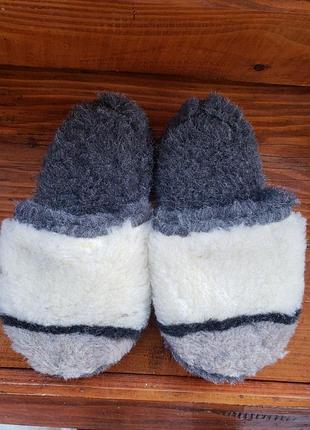 Тапочки из овчины клетка серая (36-41р) 40/41