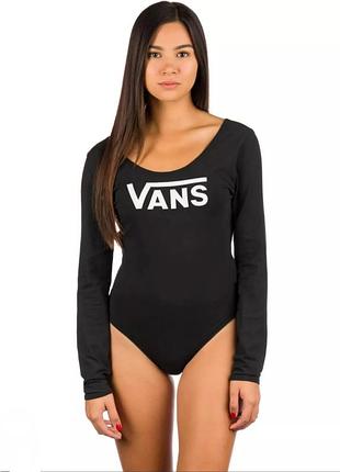 Чорне боді vans з довгим рукавом та логотипом (розмір s/м)