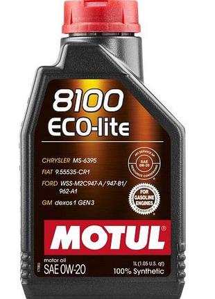 Масло моторное motul 8100 eco-lite 0w20 1l, 108534