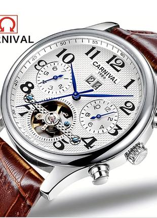 Стильные мужские унисекс наручные часы carnival masters brown