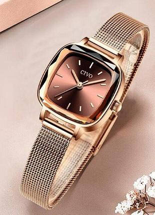 Часы женские civo 8102c | stainless steel band brown
