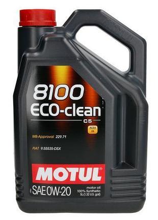 Масло моторное motul 8100 eco-clean 0w20 5l, 108862