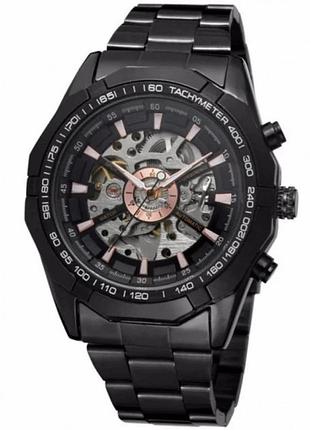 Часы мужские winner timi skeleton black