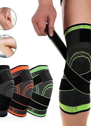 Наколінник бандаж колінного суглоба knee support copper чорно-зелений фіксатор коліна компресійний від травм розтягувань