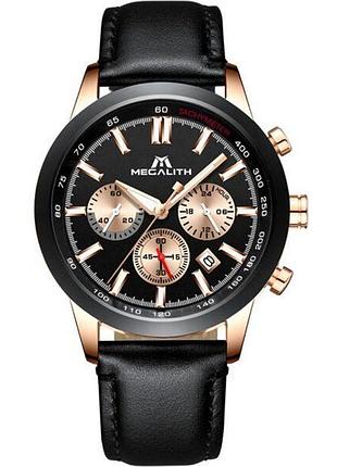 Стильные часы megalith 8015m | leather band black