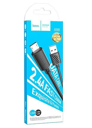 Кабель hoco x88 micro-usb - usb (2.4а 1м) черный
