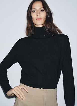 Шерстяной гольф, водолазка zara черного цвета