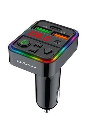 Автомобільний fm-трансмітер wuw c162 з bluetooth, pd 25w, qc 3.0, 3×usb, чорний (6972573334971)