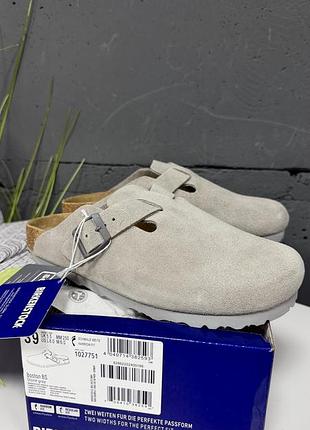 Шльопанці жіночі чоловічі сірий колір клоги сабо  birkenstock boston біркеншток бостон