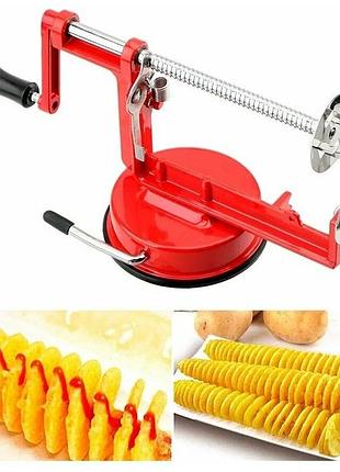 Машинка для резки картофеля спиралью spiral potato slicer аппарат для нарезки картофеля для чипсов