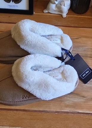 Кожаные теплые мулю тапки jack wills