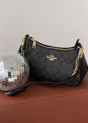 Жіноча сумочка шкіряна багет coach багетна міська сумка коуч для жінки брендова сумка для дівчини через плече