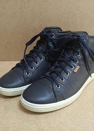 Высокие кожаные кеды хайтопы ecco soft 7 high-top