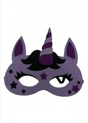 Дитяча маска на halloween «єдиноріг» фетрова, фіолетова, one size