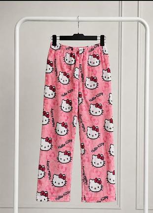 Жіночі плюшеві штани hello kitty піжамні xs-s
