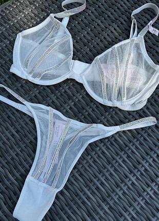 Комплект білизни бюст+трусики зі стразами victoria’s secret оригінал