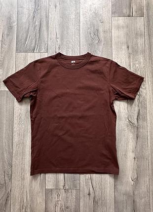 Uniqlo футболка коричневая коттоновая футболка оверсайз
