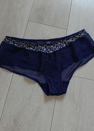 Синие ажурные трусики кружевные трусы кружные в сеточку next xl 14 42 50