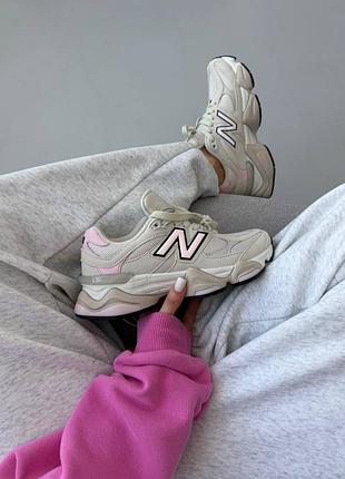 Женские кроссовки new balance 9060 light beige/pink