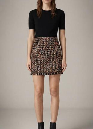 Роскошная брендовая твидовая мини-юбка ted baker london (размер xs / 0)