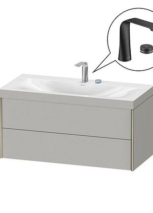 Тумба подвесная с умывальником duravit xviu 100x50.3x48 см, white super matt + смеситель для умывальника электронный duravit d.1,