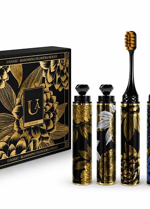 Подарунковий дорожній набір зубних щіток uaggic blooming flowers series– 4 шт. у розкішній коробці,