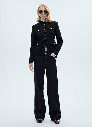 Рівні прямі джинси mango wide leg вайд лег темно-сині на високий зріст